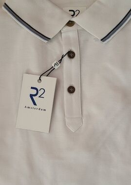 R2 Amsterdam Men's Polo in White with Navy Trim